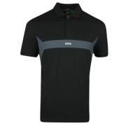 Hugo Boss Svart Logo Print Polo Skjorta Black, Herr