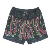 Octopus Tentakeltryck Badshorts Svart Multicolor, Herr