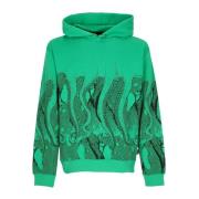 Octopus Grön Fishnet Hoodie Lättvikts Sweatshirt Green, Herr