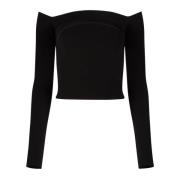 Nina Ricci Svart Bardot Neckline Top Black, Dam