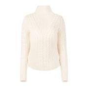 Nina Ricci Twisted Wool Turtleneck Sweater i Beige Beige, Dam