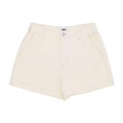 Obey Denim Shorts med Logoed Midjelåsning Beige, Dam