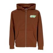 Obey City Watch Dog Zip Hoodie Brown, Herr