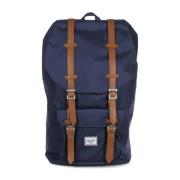 Herschel Navy/Tan Syntetisk Läder Ryggsäck Blue, Herr