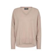 MOS Mosh V-Neck Knit Strik Rose Smoke Beige, Dam