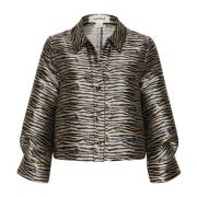 Soaked in Luxury Zebra Jacquard Skjortblus Multicolor, Dam