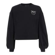 Pinko Bomull Crew Neck Puff Sleeve Sweatshirt Black, Dam