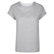 Eleventy Bomull och Läder Crewneck T-shirt Gray, Dam