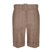 Eleventy Linne Bermuda Shorts med Bälte Brown, Dam