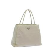 Prada Vintage Pre-owned Nylon handvskor Beige, Dam