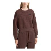 Emporio Armani EA7 Logo Mönstrad Sweatshirt Brown, Dam