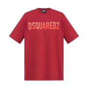 Dsquared2 Logo Print Crew Neck T-shirts Red, Herr