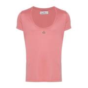 Vivienne Westwood Rosa Jersey T-shirt med Orb Logo Pink, Unisex