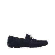 Salvatore Ferragamo Midnatt Blå Mocka Slip-On Skor Blue, Herr