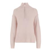 Allude Rosa Ull Kashmir Tröja Hög Krage Pink, Dam