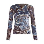 Etro Blå Blommig Paisley Velvet Top Multicolor, Dam