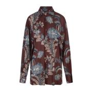 Etro Burgundy Floral Foliage Print Shirt Multicolor, Dam