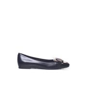 Tod's Blankt Läder Ballett Flats Svart Vit Black, Dam