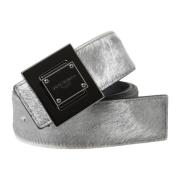 Dolce & Gabbana Silverläderbälte med Metallspänne Gray, Dam