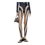 Mugler Spiral Stirrup Leggings med Tulleinsatser Black, Dam