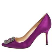 Manolo Blahnik Pre-owned Pre-owned Satin klackskor Purple, Dam