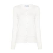 Blugirl Vit Stickad Cardigan med Logopatch White, Dam