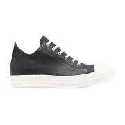 Rick Owens Svarta Sneakers Snörning Hajtand Black, Herr