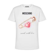 Moschino Grafiskt Tryck Rund Hals T-shirt White, Dam