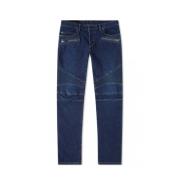 Balmain Mörk Denim Tapered Bomull Jeans Blue, Herr