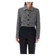 Dolce & Gabbana Svart Melange Kort Tweedjacka Black, Dam