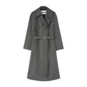 Jil Sander Grå Ull Långrock med Bälte Gray, Herr