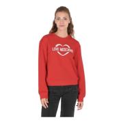 Love Moschino Röd Bomullssweatshirt med Inlay-detalj Red, Dam