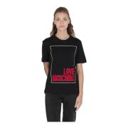 Love Moschino Svart Bomull T-shirt Black, Dam