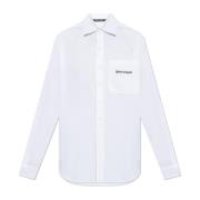 Palm Angels Skjorta med broderat logotyp White, Herr