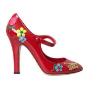 Dolce & Gabbana Röda Läder Mary Jane Pumps Red, Dam