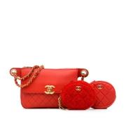 Chanel Vintage Pre-owned Laeder crossbodyvskor Red, Dam