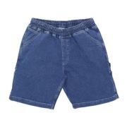 Dolly Noire Denim Carpenter Shorts med Verktygsfickor Blue, Dam