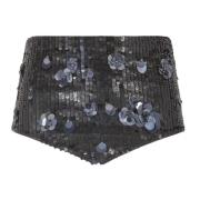 P.a.r.o.s.h. Svart Paljett Prydd Högskuren Shorts Black, Dam