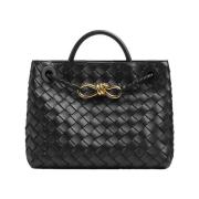 Bottega Veneta Svart Intrecciato Läder Tophandväska Black, Dam