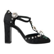 Dolce & Gabbana Kristallhäl Blommiga Pumps Black, Dam