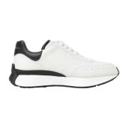 Alexander McQueen Svart Vit Läder Sneakers White, Herr