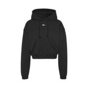 Tommy Jeans Vanlig Damhoodie med Logopatch Black, Herr