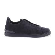 Ermenegildo Zegna Suede Triple Stitch Slip-On Sneakers Blue, Herr