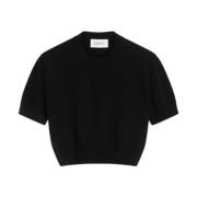 Sportmax Svart T-shirt med Drop Detaljer Black, Dam