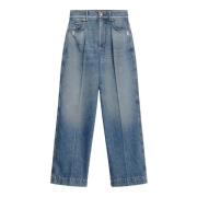 Sportmax Blå High-Waisted Cropped Jeans Blue, Dam