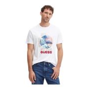 Guess Bomull Regular Fit T-shirt - Vit White, Herr