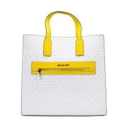 Michael Kors Kenly Signature Citrus Nord Syd Tote White, Dam