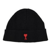 Ami Paris Röd Beanie Mössa Black, Unisex