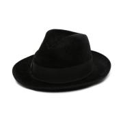 Borsalino Svart filt hatt med guldtonad kant Black, Herr