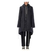 Rick Owens Svart Fishtail Parka Ytterkläder Aw24 Black, Dam